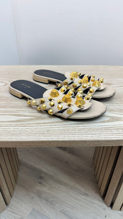 Balenciaga Gold Studded Sandals – EU 38 / UK 5