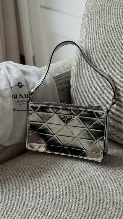Prada Silver Metallic Leather Mini-Bag