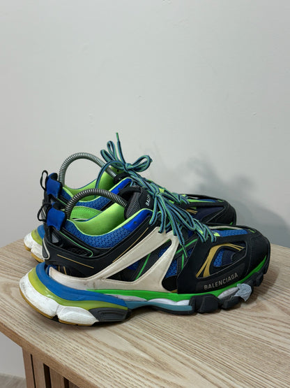 Balenciaga Black Green Blue Track Trainers - 42/uk8