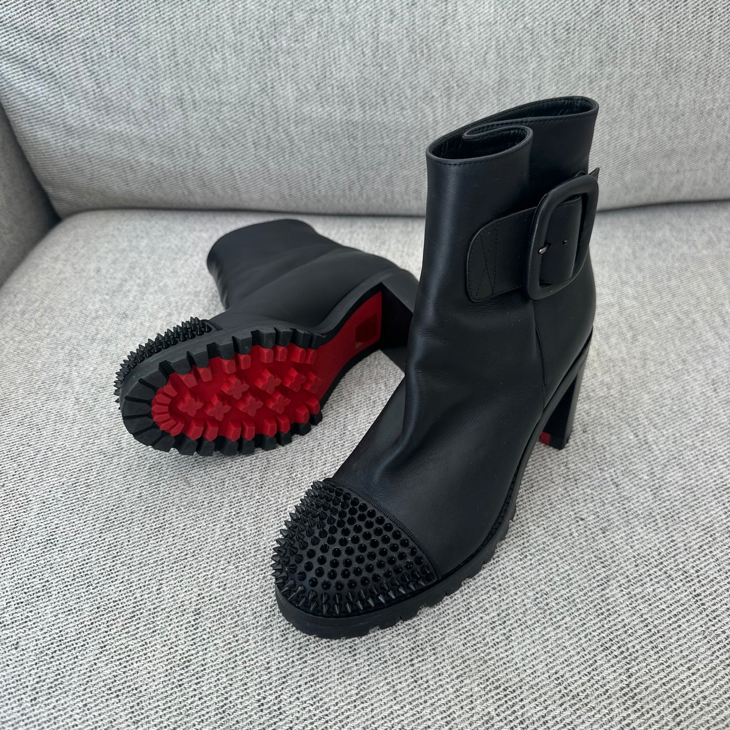 Christian Louboutin Black Spike Rubber Ankle Boots – EU 36 / UK 3