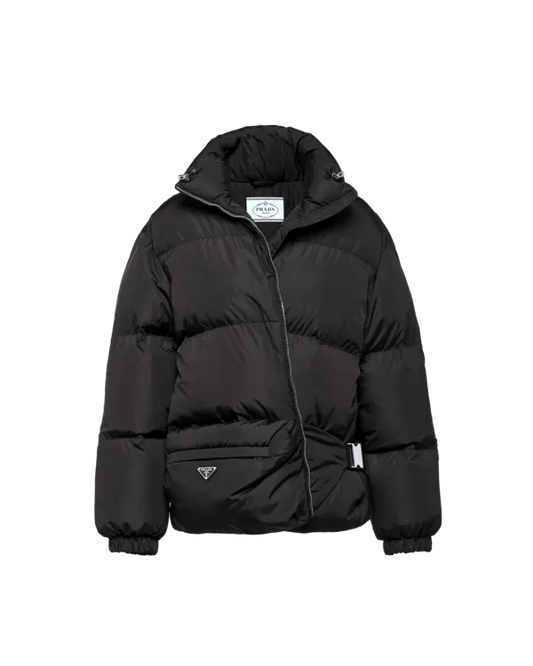 Prada Black Re-Nylon Belt Bag Padded Coat - 40/M
