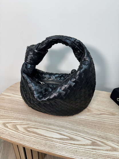 Bottega Veneta Black Lambskin Leather Jodie Suede Hobo Bag – New No Tags