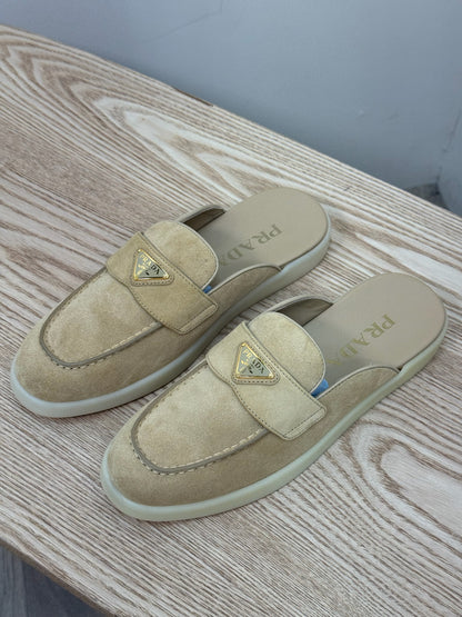 Prada Nude Suede Loafer Mules- Brand New In Box Uk 4.5