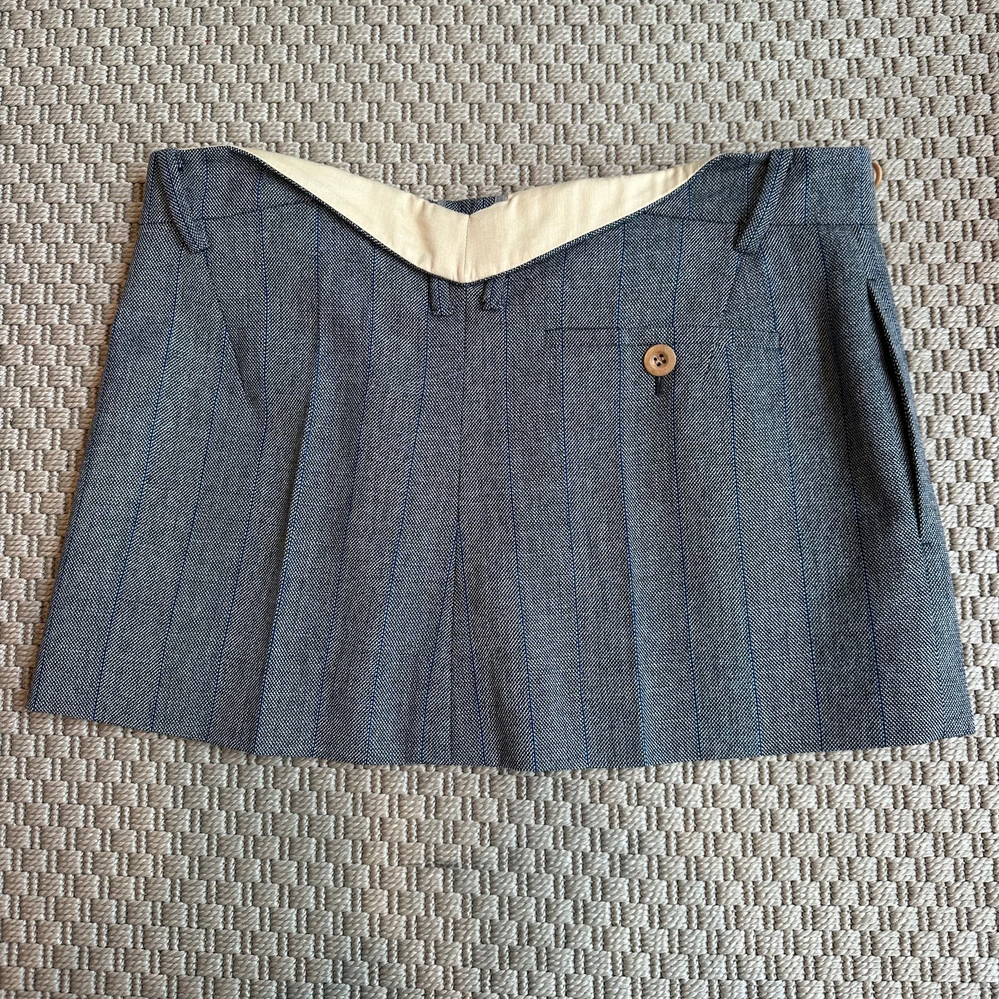 Prada Blue Pinstriped Mini Skirt, Brand New  - IT 38/S-M