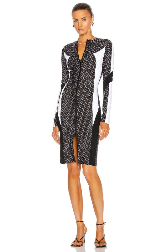 Burberry Burberry Zip Adaline Monogram Logo Dress- XS