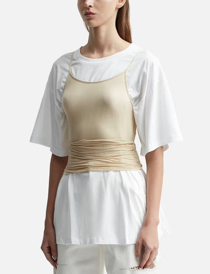 Maison Margiela Beige Camisole Top Layered Over A White T-shirt - New In Tags Small