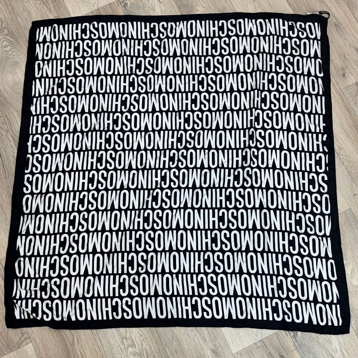 Moschino Black And White Multi Logo Scarf