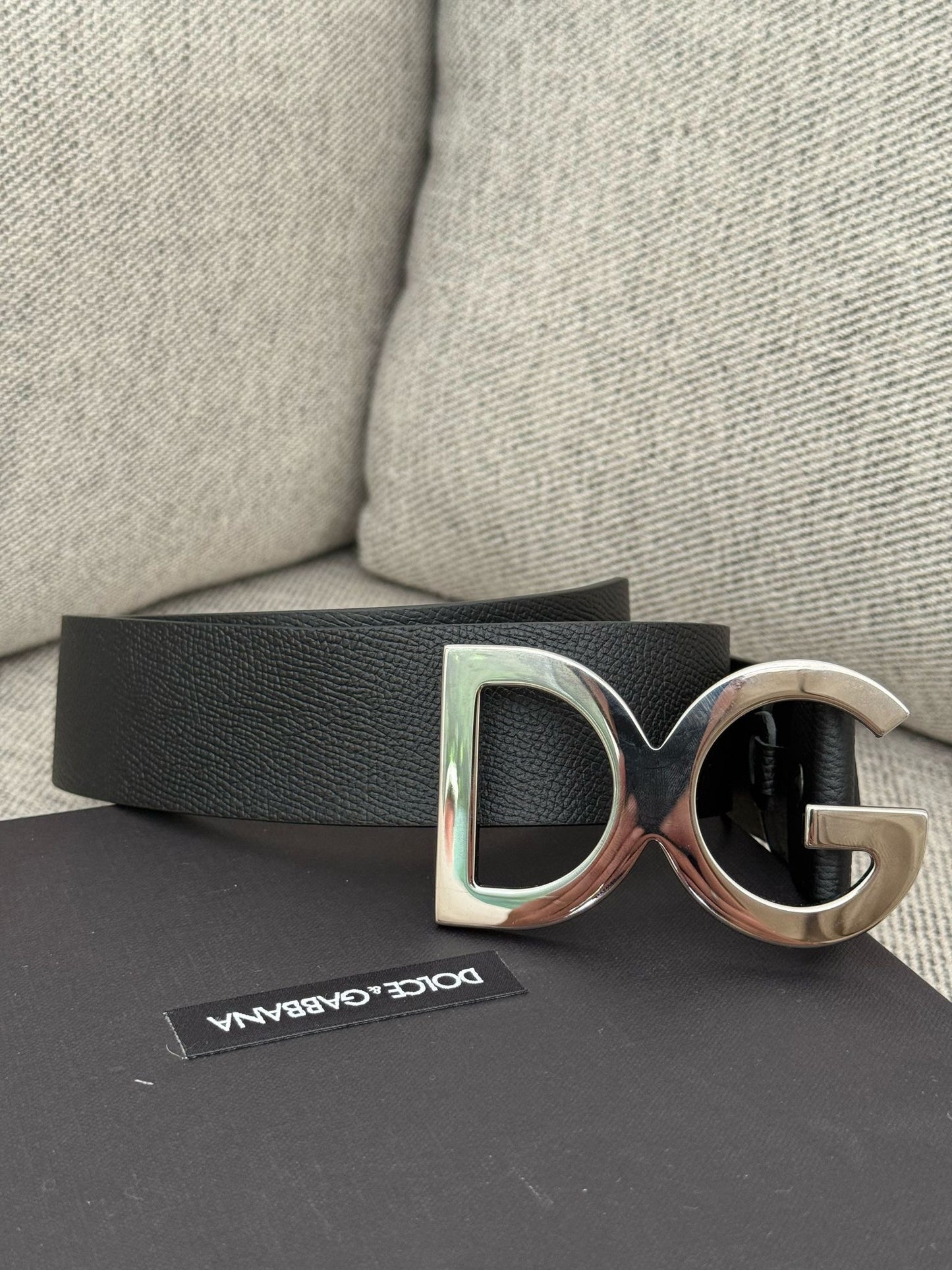 Dolce Gabanna Black DG Silver Belt In Box
