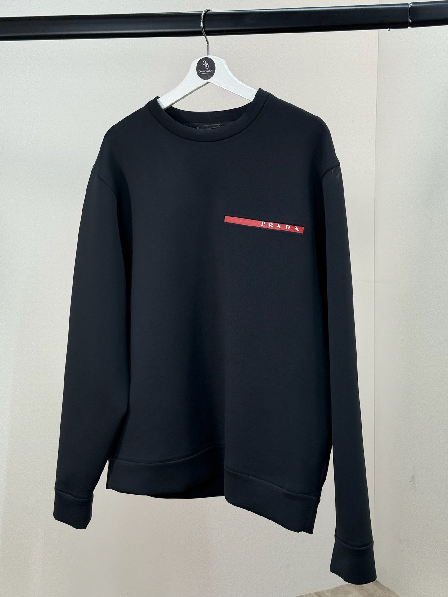 Prada Black Red Logo Technical Jumper - XXXL
