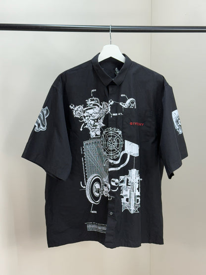 Givenchy Black Schematic Graphic Sports Shirt - 39