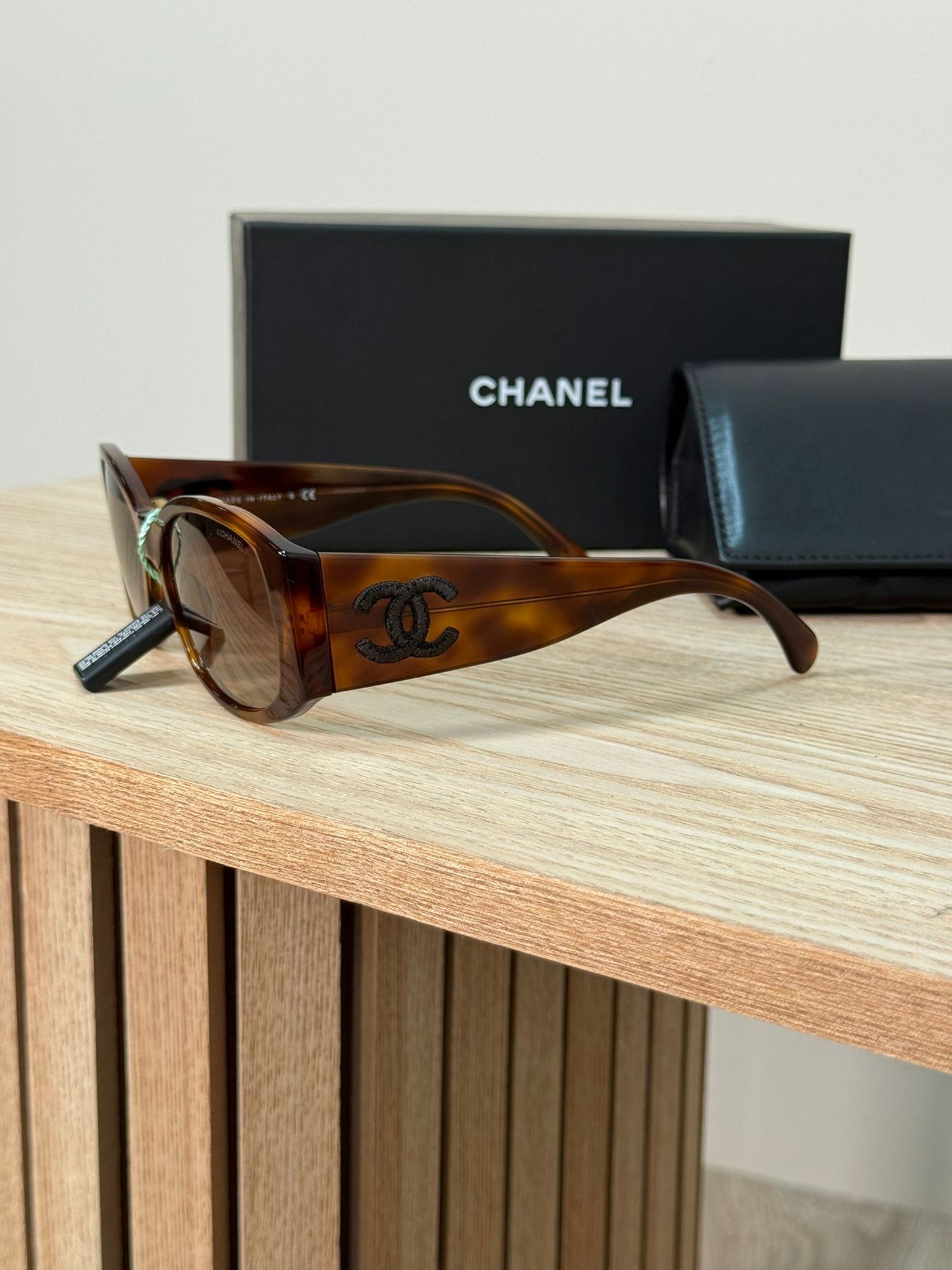Chanel Brown Black CC Logo Tortoise Sunglasses - Brand New In Box