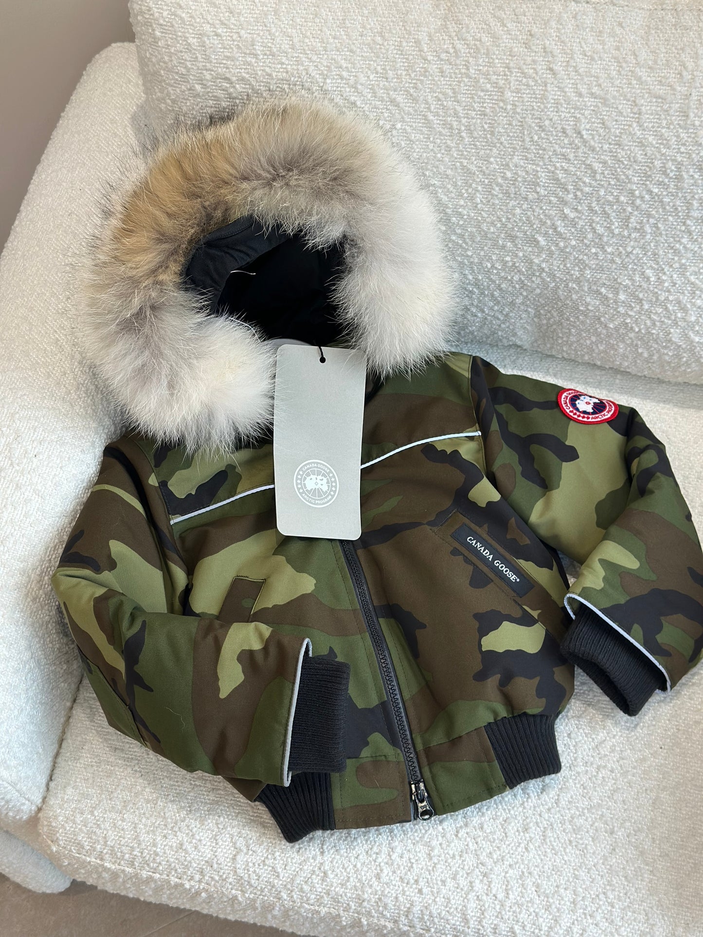 Canada Goose Kids Camo Grizzly Bomber Fur Coat - Brand New In Tags Age 1-2