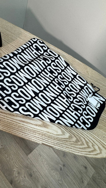 Moschino Black And White Multi Logo Scarf