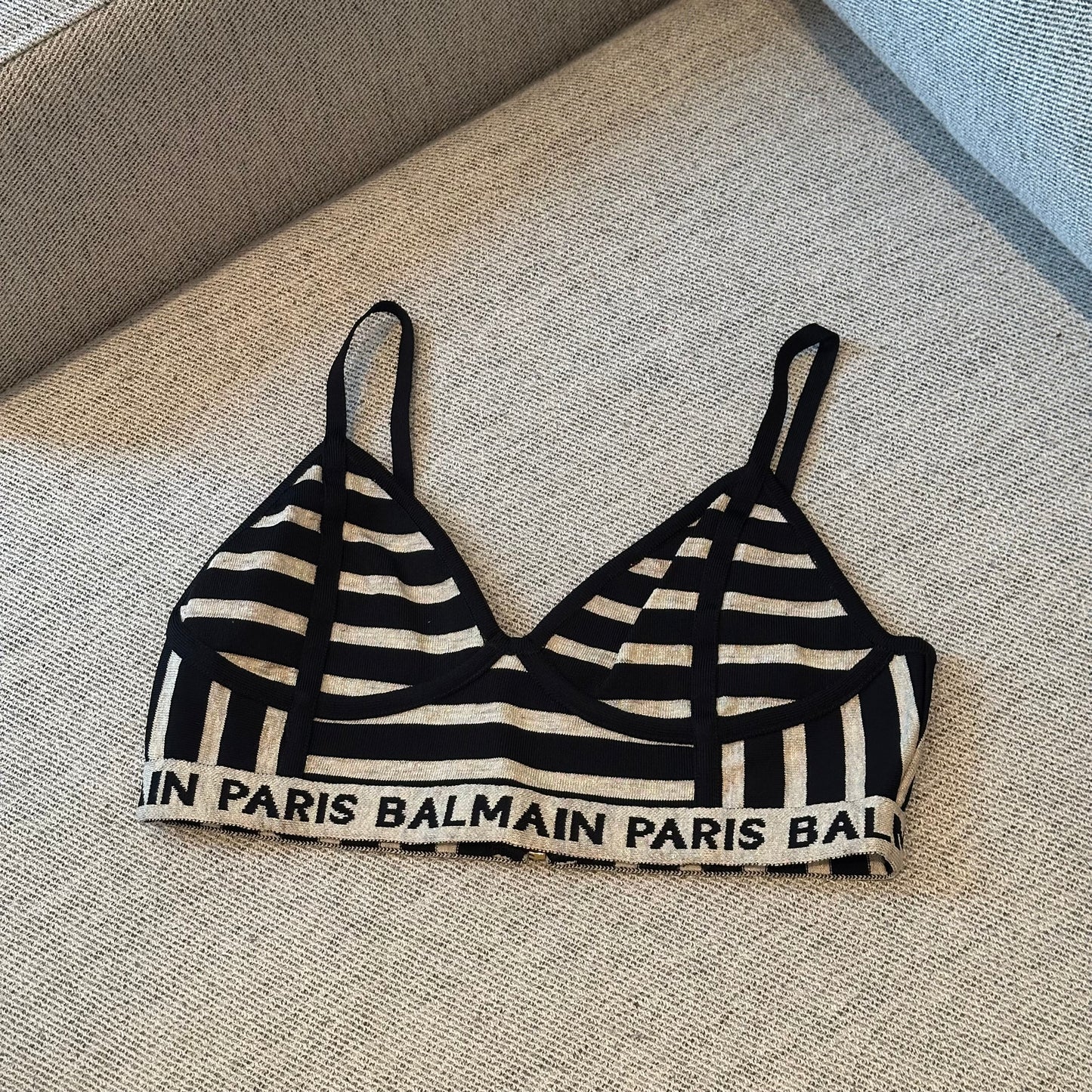 Balmain black and gold cropped bracelet top - UK 8/10