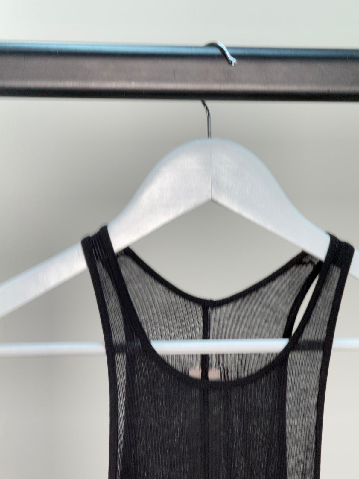 Rick Owens Black Sheer Ribbed Vest -40/M