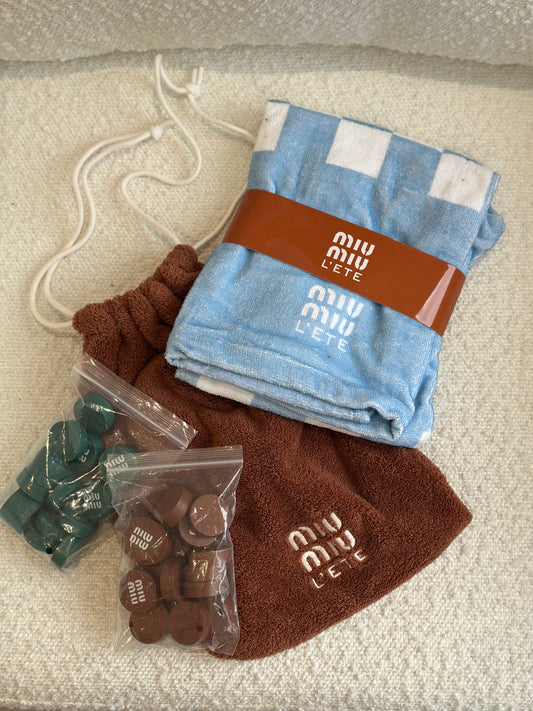 Miu Miu Blue And White L’Été Checkerboard Towel With Checkers - One Size