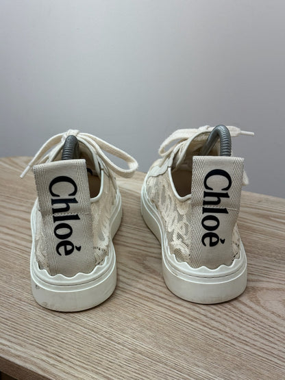 Chloe Cream Mesh Lauren Trainers - UK 6
