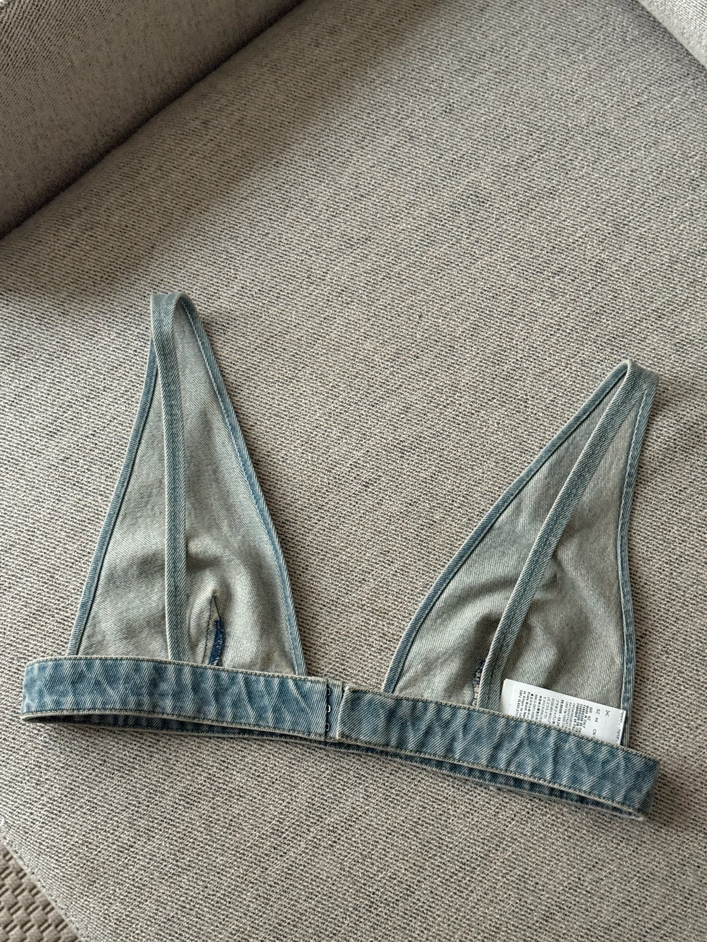 Prada Denim Plaque Logo Bralette Crop - EU 44