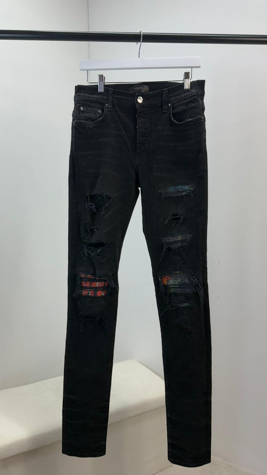 Amiri Black Pink Blue MX1 Ripped Jeans -30