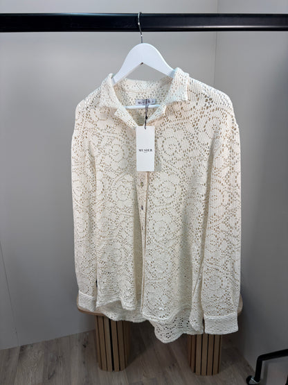 Muster Cream Embroidery Shirt - New In Tags 36/small