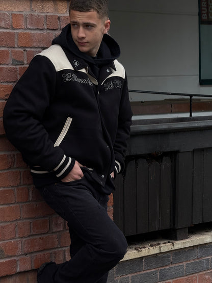 Billionaire Boys Club Black Off-White Western Heart Bomber Varsity Jacket - XL