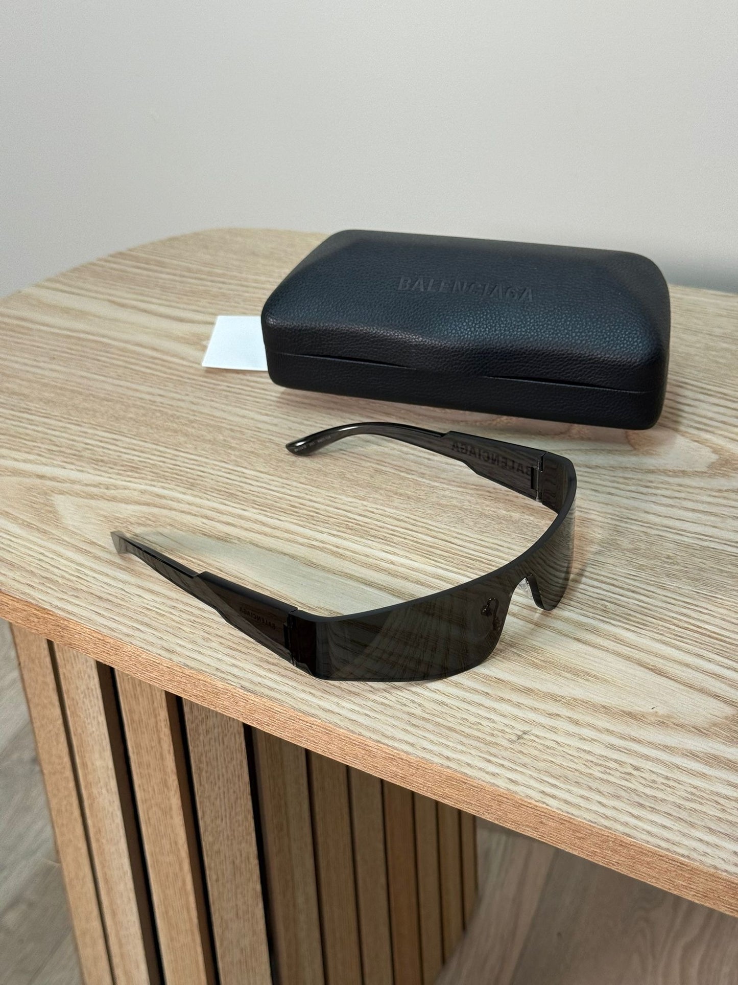 Balenciaga Black White Logo Thin Mono Sunglasses - One Size
