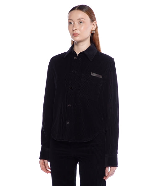 Bottega Veneta Black Ribbed Leather Trimmed Cotton Corduroy Overshirt Jacket - 40/M