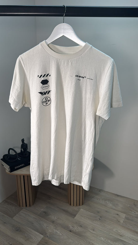 Off-White White 4 Logo Graphic Logo T-Shirt – Small