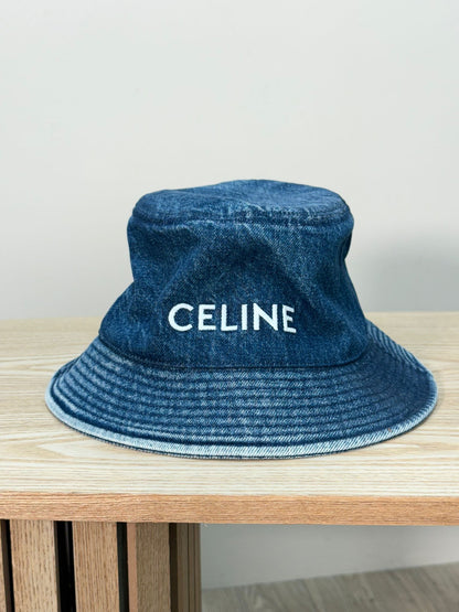Celine Denim Logo Bucket Hat - Medium