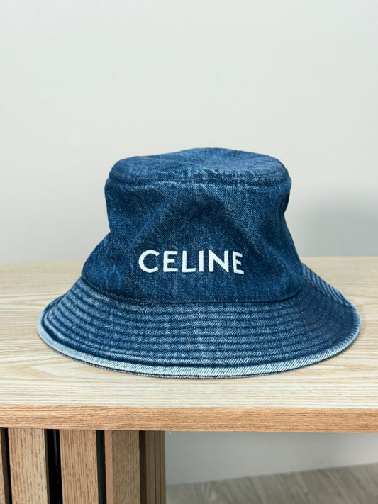 Celine Denim Logo Bucket Hat - Medium