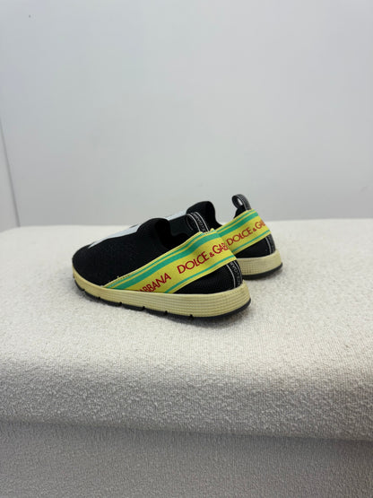 Kids Dolce & Gabbana Black,Yellow & Green Tape Logo Trainer - EU 26
