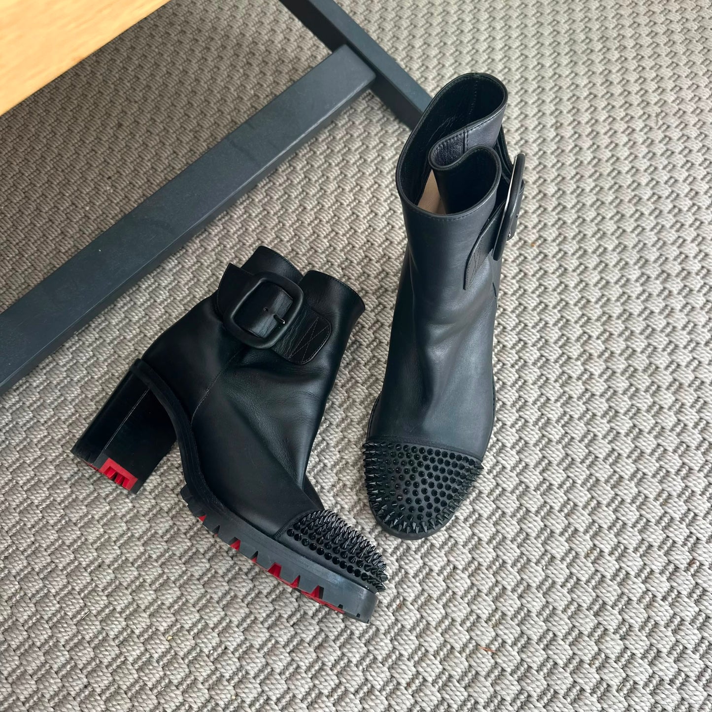 Christian Louboutin Black Spike Rubber Ankle Boots – EU 36 / UK 3