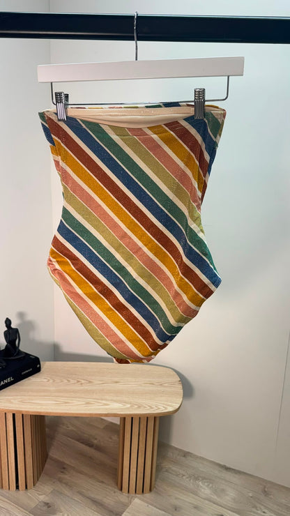 Zimmerman Everly Metallic Stripe Bandu Swimsuit, Brand New - UK 10. Small fitting so suited for UK 8