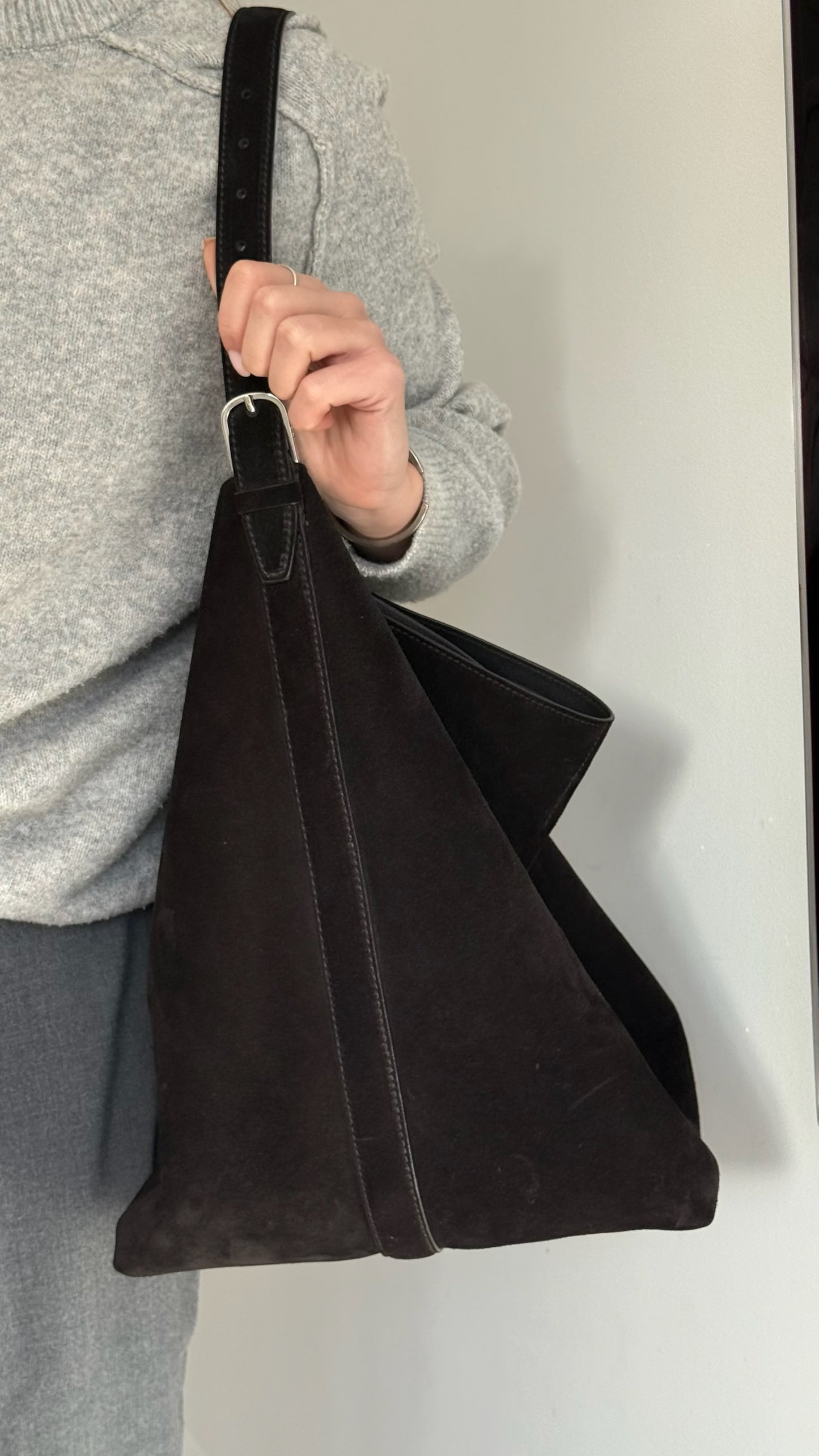 Toteme Large Tote Bag in Suede Espresso