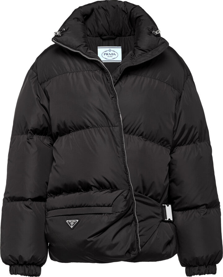 Prada Black Re-Nylon Belt Bag Padded Coat - 40/M