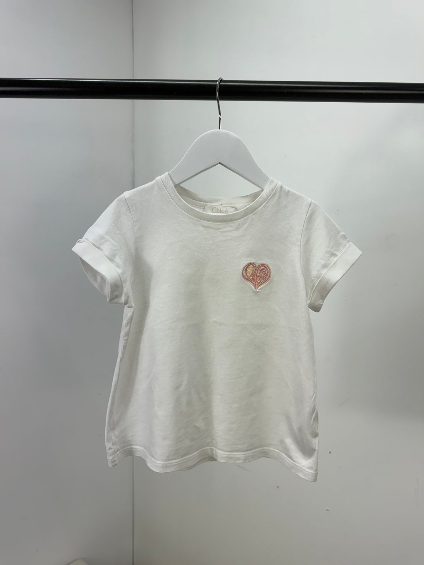 Kids Chloe White Heart Logo T-Shirt - Age 6