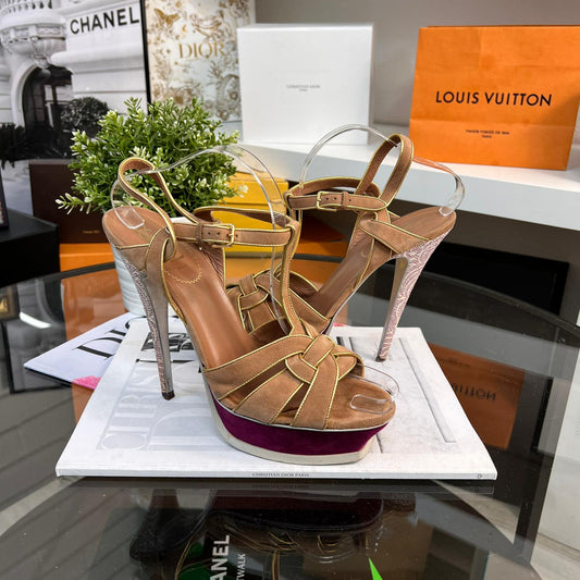 YSL Nude & Plum Pip 105 Tribute Heel - UK 8
