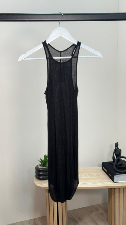 Rick Owens Black Sheer Ribbed Vest -40/M