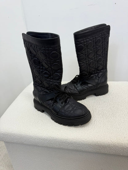 Kids Dior Black Cannage Technical Fabric Boots-  Eu 33/ UK 1
