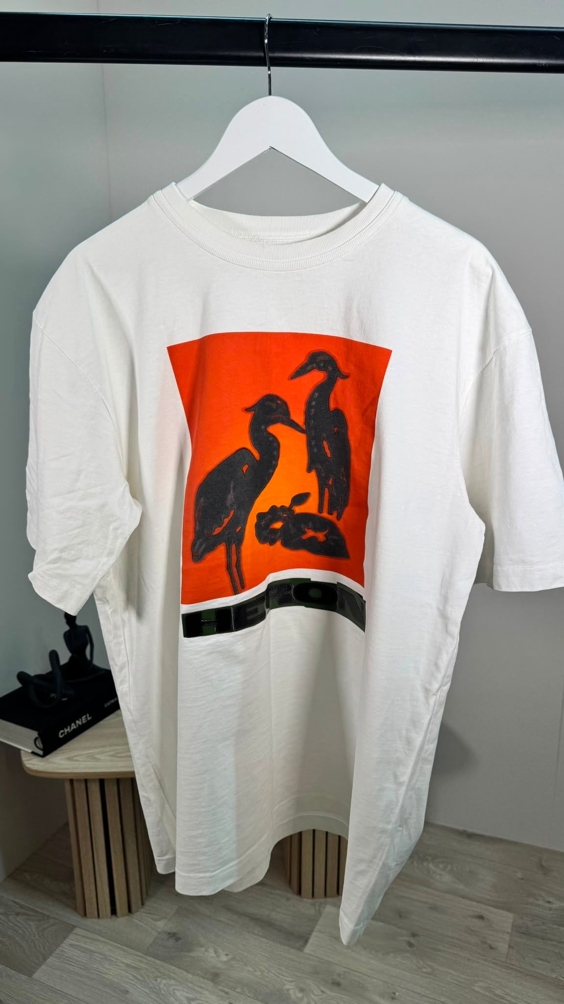 Heron Preston White Orange Heron Logo T-Shirt – Medium