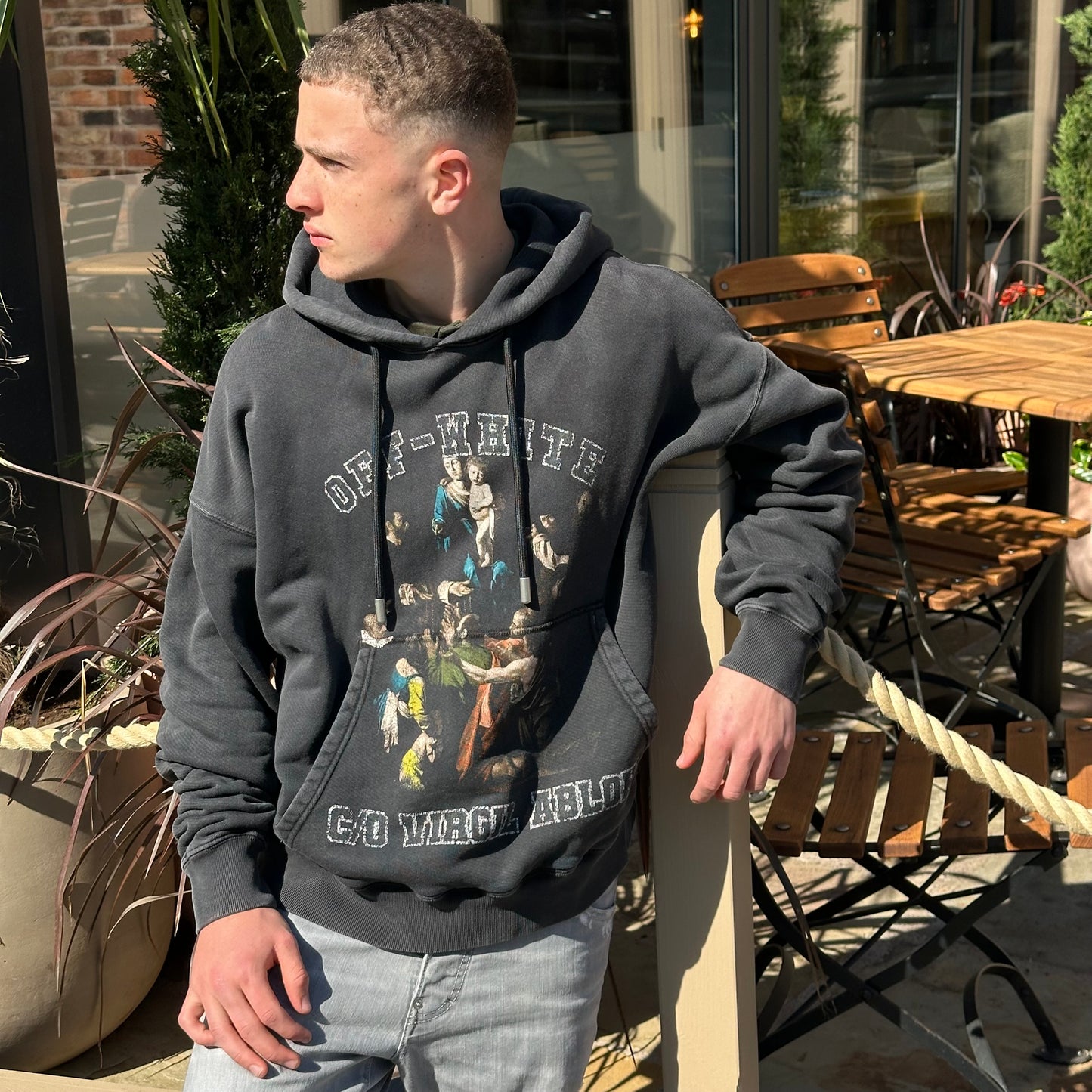 Off-White Mary Skate Black Washed Hoodie – Large