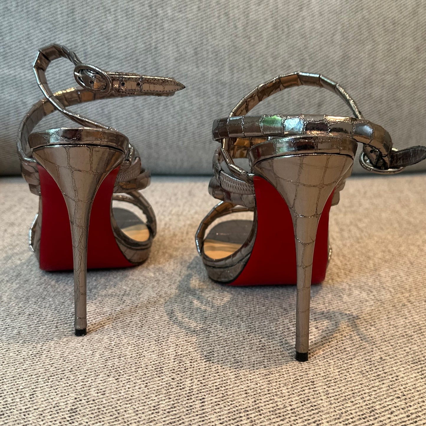 Christian Louboutin Silver Clessimo Alta 120 Heel - UK 5