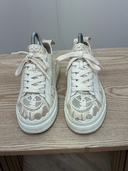 Chloe Cream Mesh Lauren Trainers - UK 6
