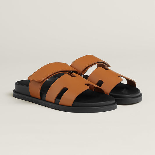 Hermes Brown Tan Calfskin Chypre Sandals – EU44/UK10