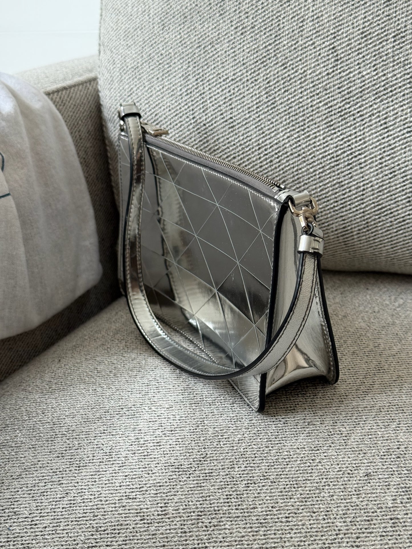 Prada Silver Metallic Leather Mini-Bag