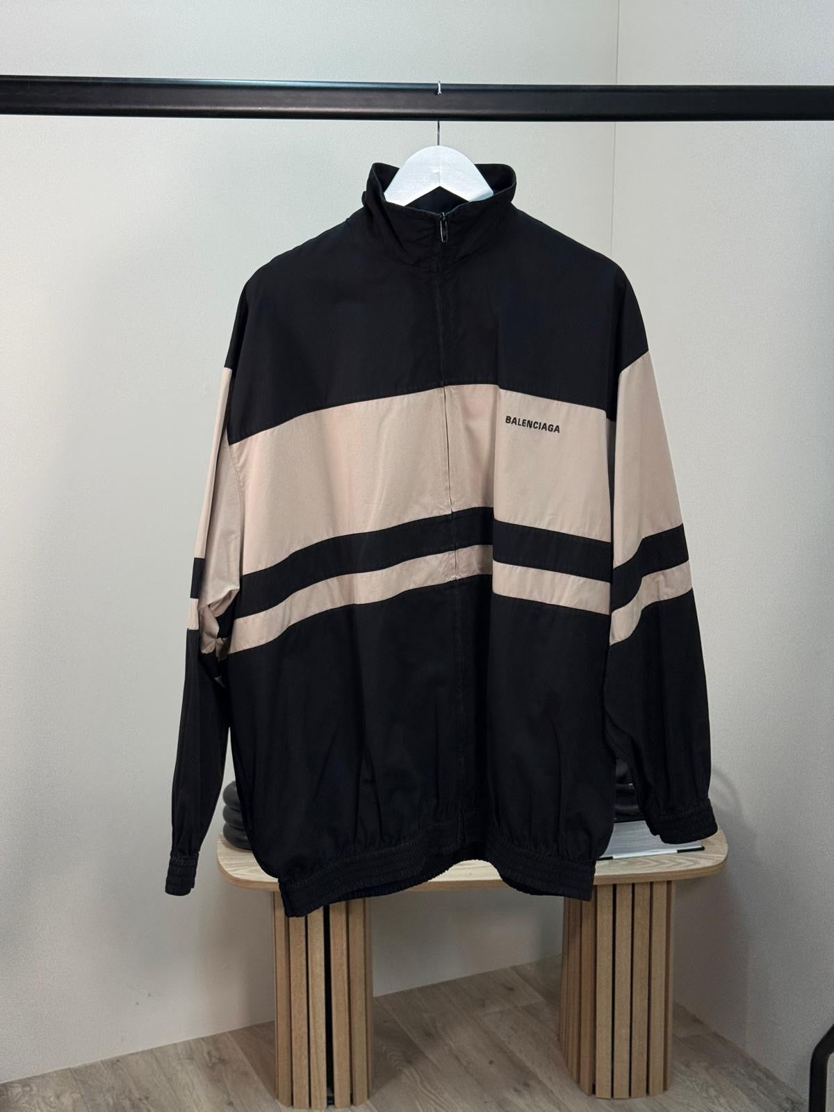 Balenciaga Black Nude Bomber Track Windbreaker Jacket - size 44-L