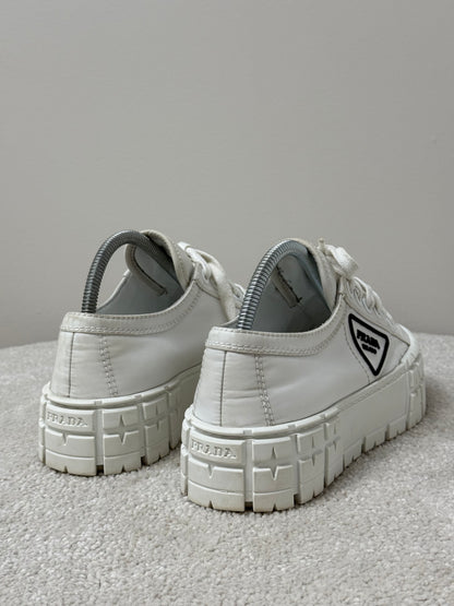 Prada White And Black Double Wheel Trainers -UK 5