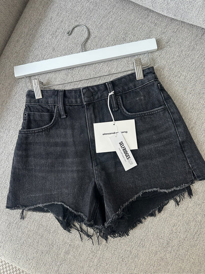 Alexander Wang Black Denim Bite Highrise Shorts-New in tags 23 XXS