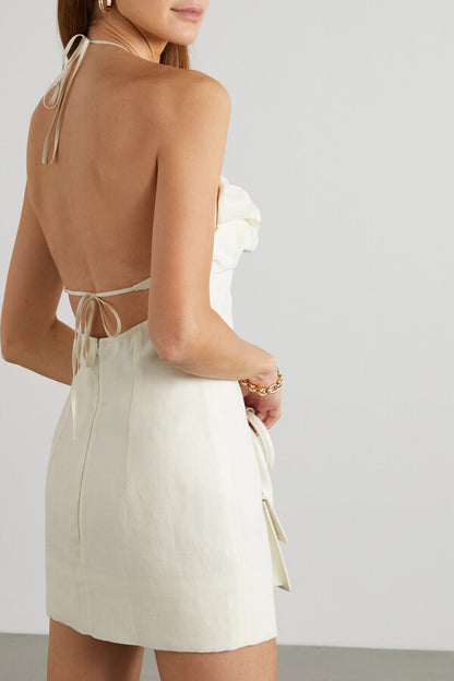 Jacquemus Bambino Linen Halterneck Mini Dress - 40