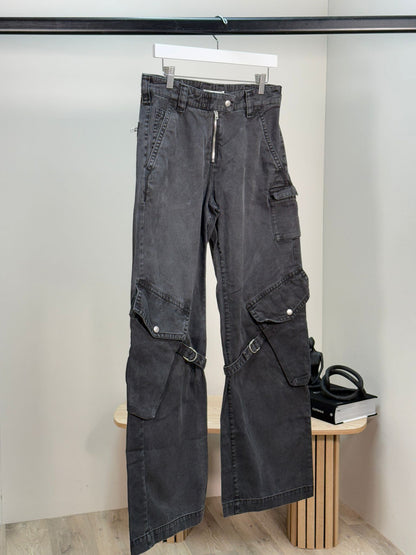 Acne Studios Black Denim Flared Combat Style Jeans - 36 (8-10)